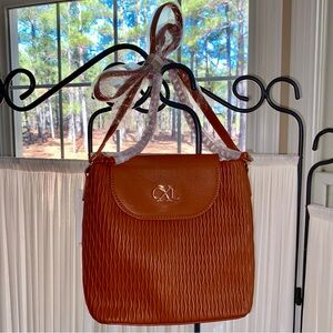 NWT Christian Lacroix RITZ Ruching Bucket Handbag in Rust